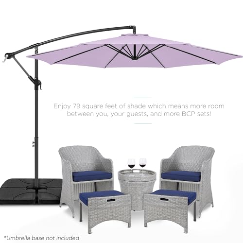Best Choice Products 10ft Offset Cantilever Hanging Market Patio Umbrella, 8 Sturdy Ribs, Easy Adjustment - Lavender - color: Lavender, size: Offset