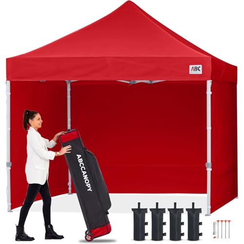 ABCCANOPY Easy Pop Up Canopy Tent with Sidewalls 10x10 Commercial -Series, Red - color: red, size: 10X10