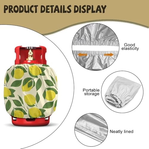 Lemon Propane Tank Cover Fits Standard 20 lb Tank Cylinde Travel Trailer Propane Covers with Elastic Slip in Gas Cover Water & Wear-Resistant for Outdoor and Indoor Use - color: Lemon