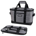 CleverMade Collapsible Insulated Cooler Bag – 50 Can Leakproof Soft Cooler for Beach, Travel, Car – Shoulder Strap, Bottle Opener – Charcoal/Black - color: Cool Gray, size: Large