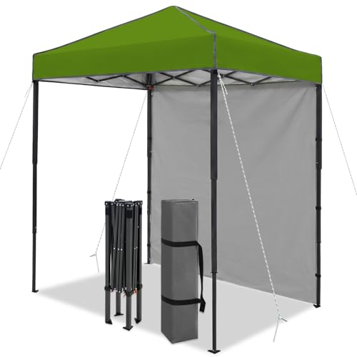 6x4 Pop Up Canopy Tent with One Wall Panel, Instant Portable Beach Canopy, Outdoor Tent with Carry Bag for Camping, Sports, Tailgating, Events, Grass Green - color: Grass Green, size: With One Wall