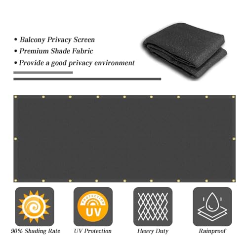 Balcony Privacy Screen Fence Cover 4'x19', HDPE Shade Mesh Fabric with Cable Ties, 90% Visibility Block, UV & Wind Protection for Patio, Deck, Porch, Pool, Backyard, Apartments Railing - color: Dark Gray, size: 4×19 FT
