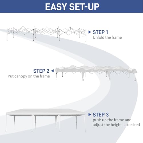 Outvita 10x30ft Ez Pop Up Outdoor Canopy Tent, Portable Commercial Instant Tent with Carry Bag for Party Wedding Birthday BBQ Events - style: 10x30-white