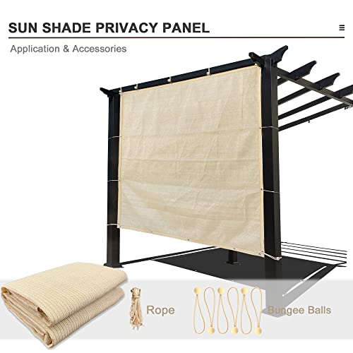 Sun Shade Privacy Panel with Grommets on 4 Sides for Patio, Awning, Window Cover, Pergola or Gazebo (Banha Beige, 8' x 5') - color: Banha Beige, size: 8' x 5'