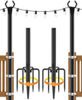 NUERPO String Light Poles,Metal Poles for Hanging Outdoor Light Strings,2 Pack 10 FT Light Poles Stand for Outside Garden,Patio,Wedding,Backyard,Deck,Party - size: 10 FT Light Poles 2 pack