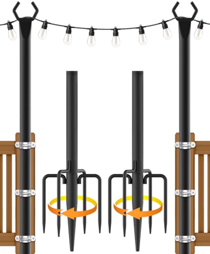 NUERPO String Light Poles,Metal Poles for Hanging Outdoor Light Strings,2 Pack 10 FT Light Poles Stand for Outside Garden,Patio,Wedding,Backyard,Deck,Party - size: 10 FT Light Poles 2 pack