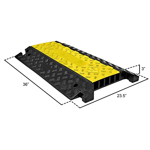 Electriduct Extreme Rubber 5 Channel Cable Protector 36" Wire Cover with 1-3/8" Channels Black/Yellow - color: Black Base / Yellow Lid, size: 5 Channel Cable Protector