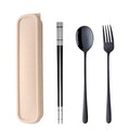 3 PCS Outdoor Flatware Set Fork Spoon Chopsticks/Travel Flatware Set with a Case - color: Black