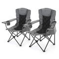 ARROWHEAD OUTDOOR 2-Pack Portable Folding Camping Quad Chair w/ 6-Can Cooler, Cup & Wine Glass Holders, Heavy-Duty Carrying Bag, Padded Armrests, Headrest & Seat, Supports up to 550lbs