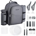 VEVOR Picnic Backpack, Beach Picnic Backpack Bag for 2 Person with Insulated Cooler Compartment, Detachable Bottle/Wine Holder, Lightweight Blanket, Plates and Cutlery Set for Hiking, Camping, Grey - size: single layer for 2 & gray