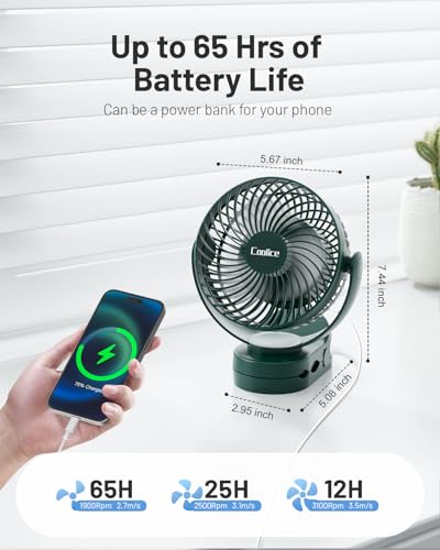 Camping Fan with Remote Control - 12000mAh Rechargeable Battery Powered Fan, Camping Fans for Tents with LED light & Hanging Hook, Rechargeable Battery Operated Ceiling Fans for Tent RV Bed, Green - color: Green