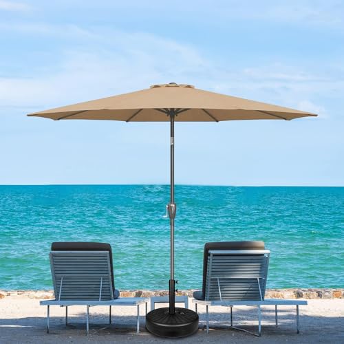 Simple Deluxe 2 Pack 9ft Patio Umbrella Outdoor Table Market Umbrella, 8 Sturdy Ribs for Garden, Deck, Backyard, Pool, Tan - color: 2P-Tan, size: 9ft