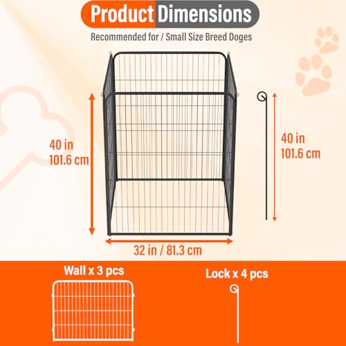 FDW Dog Playpen Dog Pen Dog Kennel 4 Panels 40 Inch Height Indoor Outdoor Folding Metal Portable Puppy Exercise Pen Heavy Duty Dog Fence for Yard Camping,Black - style: 4 Panels
