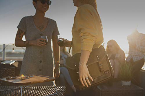 LEGACY - a Picnic Time Brand Adventure Wine Tote Bag with Wine Glasses and Mini Table, Khaki Green/Brown - color: (Khaki Green With Brown Accents)