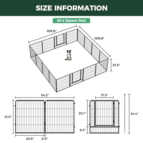 FXW Instant Unleashed Dog Playpen, Portable Pet Fence for Outdoor, RV Trips, and Camping, 32inch, 16 Panels for Small and Medium Dogs│Patented - size: 32"H