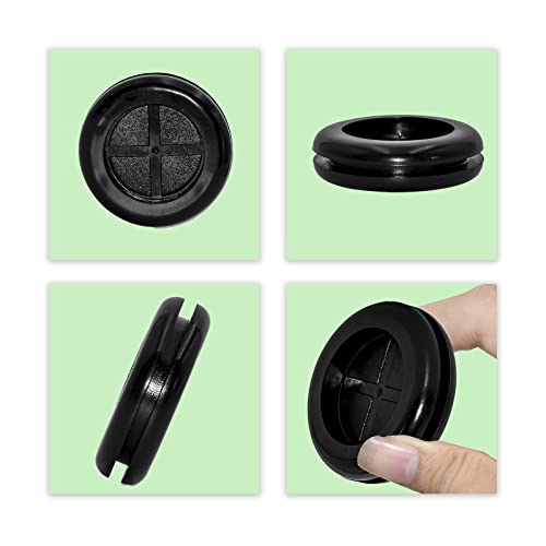 Flyshop 4-Pack Round Rubber Hole Plugs, 26 mm 1-1/32" Drill Hole, 20 mm 13/16" ID, Black Double-Sided Synthetic Rubber Grommets Wire Protection - size: 1-1/32" (Drill Hole Size)