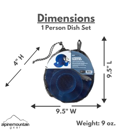 1-Person Camping Dish Table Set, Washable/Reusable Polypropylene Dinnerware Set for Camping and Outdoor Dining by Caddis Sports