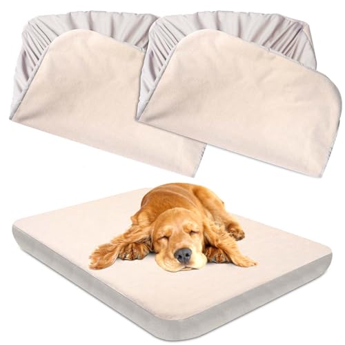 Dog Bed Covers Replacement Washable 100% Waterproof Dog Bed Sheets, Soft & Noiseless Pet Bed Cover, 2 Pack, 30" x 20" Beige - size: Beige-30 x 20 inch