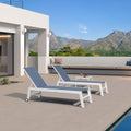 PURPLE LEAF Patio Lounge Chair 2 Pieces White Aluminum Outdoor Chaise Lounge for Pool Backyard Beach with Wheels and Table, Indigo - color: Indigo, style: Standard Inclining-leg