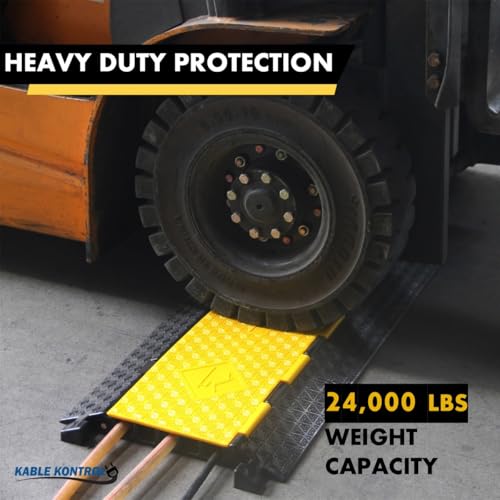 Kable Kontrol Atlas Cable Protector Wire Ramp - 5 Channel Bulk Wholesale Pallet – 40 Pcs - 35” Long Black & Yellow - 24000 Lbs Load Capacity - Rubber Speed Bump Wire Protector Cord Cover - CP9975 - size: 5 Channel - 40 Units