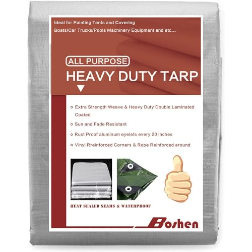 10'x 12' Tarps Heavy Duty Thick Waterproof, Poly Canopy Silver Tent Shelter Cover, 10 Mil Tarpaulin Shade, Rip and Tear Proof, UV Resistant Tarpaulin with Grommets and Reinforced Edges - color: Silver, size: 10 x 12ft