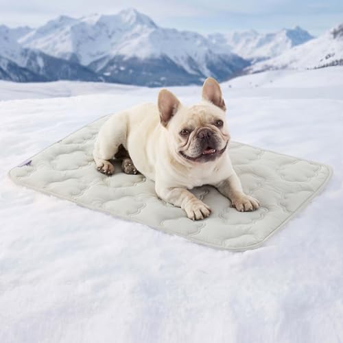 LE SURE Dog Cooling Mat for Medium Dogs - Q-Max>0.5 Breathable Thin Cool Crate Pad for Puppy with Chill Fiber and Innovative Mesh Base Design, Portable Washable Pet Kennel Mat for Summer, 29x21,Grey - color: Grey, size: 29" x 21" (Medium)
