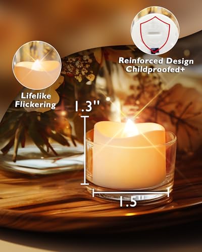 Homemory 24-Pack Flameless LED Tea Lights Candles Battery Operated, 200+Hour Fake Electric Candles TeaLights for Votive, Aniversary, Wedding Centerpiece Table Decor, Funeral, Halloween, Christmas - color: Bright Amber Glow – White Body, size: Pack of 24