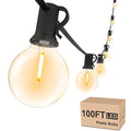 Svater Outdoor String Lights Waterproof 100 FT, LED Patio Lights Outside with 52 Shatterproof G40 Bulbs, Dimmable Hanging Globe Lighting for Bistro Backyard Cafe Market Porch, Warm White 2700K - size: 100 Ft