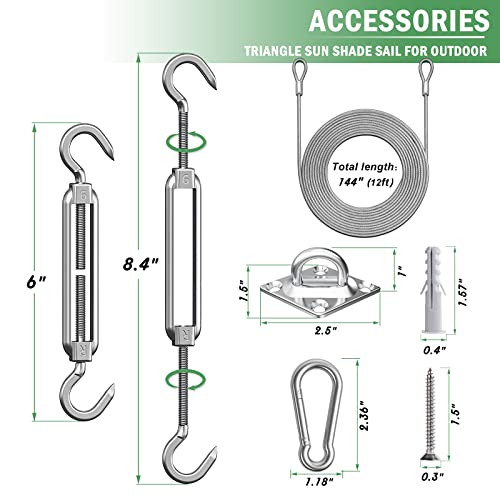 32 Pcs Shade Sail Hardware Kit with 304 Stainless Steel Wire Rope Cable for Triangle Shade Sail Installation,6 inch Sun Shade Sail Hardware for Garden,Outdoors,DIY Crafts - size: 32 Pcs Hardware Kits+cables for Triangle