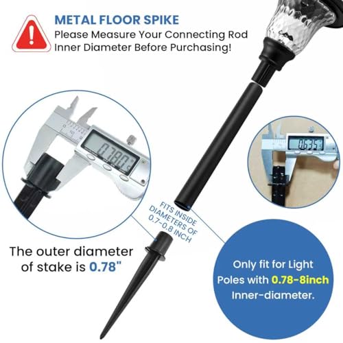 12 Sets Metal Replacement Stakes for Solar Lights, Fits 3/4" Poles / 0.78" ID Solar Path Lights, Ideal for Garden, Lawn, Backyard, Patio & Outdoor Landscape Lamps, 5-3/8" Long - size: Metal-12 Sets