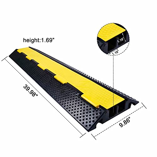 Rubber Cable Ramp Cord Cover Cable Protector Ramps Wire Hose Protective 2 Channel 22000Lbs Load Capacity Traffic Speed Bump for Asphalt Concrete Gravel Driveway Indoor Outdoor, 1 Pack - color: 2 channel-1 pack