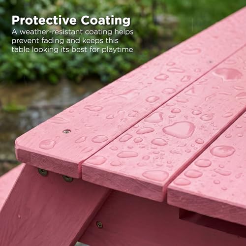 Best Choice Products Kids Picnic Table with Umbrella, 3-in-1 Sand & Water Table, Outdoor Convertible Picnic Table for Toddlers, Seats 4, Removable Top, 2 Buckets - Pink - color: Pink