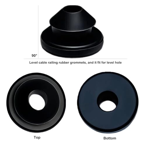 50-Pack Black Cable Railing Rubber Grommets for 1/8" 5/32" 3/16" Stainless Steel Wire, Level Metal Post Protector Sleeves, Indoor & Outdoor