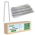 AAGUT Landscape Staples 8 Inch 11 Gauge Garden Staples 50 Pack, Galvanized Heavy Duty U-Shaped Sod Pins,Yard Ground Lawn Fence Stakes for Weed Barrier Fabric Irrigation Tubing - color: Silver, size: 8'' x 50Pcs-11Ga