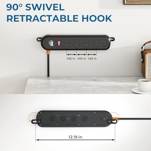 Outdoor Power Strip Weatherproof, 7-in-1 Surge Protector with 4 Wide Outlets 2USB A and 1USB C,1625W/13A, 6FT Flat Plug Multi-Plug Outdoor Extension Cord for Indoor Outdoor, UL FCC Listed - size: 6FT, style: 4AC+3USB