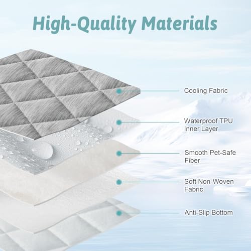 COZY KISS Dog Cooling Mat 68"x82" Q-Max>0.4, Waterproof Pet Cooling Pad, Leakproof & Non-Slip Dog Bed Cover, Washable Furniture Protector for Large Dogs, Couch, Floor (Gray) - color: Gray, size: 68"x82"