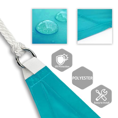 Patio Paradise 8' x 12' Sun Shade Sail Waterproof Turquoise Rectangle Shade Canopy UV Block Tarp Cloth Outdoor Patio Cover for Garden Backyard Deck Awning - color: Turquoise, size: 8' x 12'