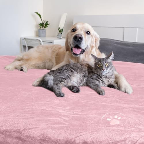PETMAKER Dog Blanket - 60x70in Reversible Sherpa Blanket - Throw Blankets for Bed, Couch, Crate, or Car - Machine Washable Puppy Essentials (Pink) - color: Pink, size: Medium