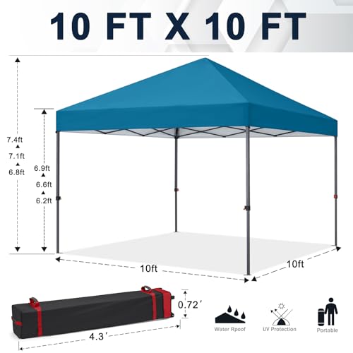 COOSHADE Durable Easy Pop Up Canopy Tent 10x10Ft, Turquiose - color: Turquiose, size: 10x10Ft