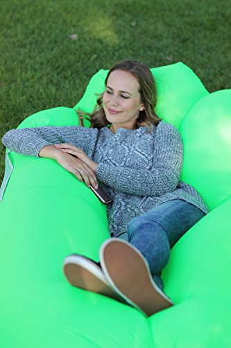 WEKAPO Inflatable Couch Air Lounger Chair - Camping & Beach Accessories, Portable Blow up Sofa for Hiking, Lawn, Indoor/Outdoor Movies & Music Festivals. Lightweight and Easy to Set Up Air Hammock - color: Green