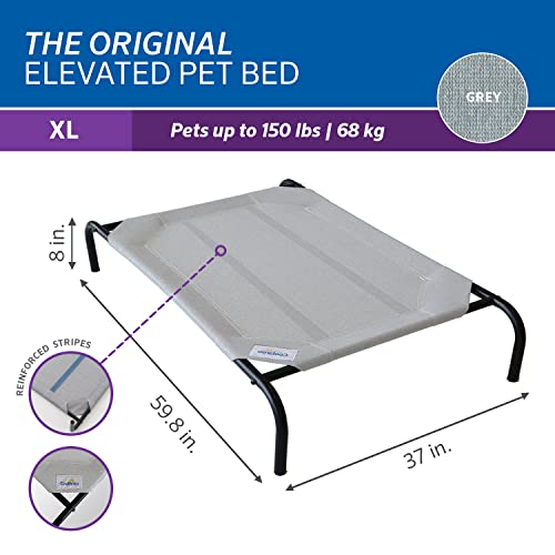 Coolaroo Original Elevated Dog Bed - Breathable Off-The-Ground Pet Bed with Cooling Fabric, Joint Relief & Moisture-Resistant Fabric, 100% Recyclable, Easy Clean, Gray, Extra Large - color: Grey, style: X-Large Dog Bed