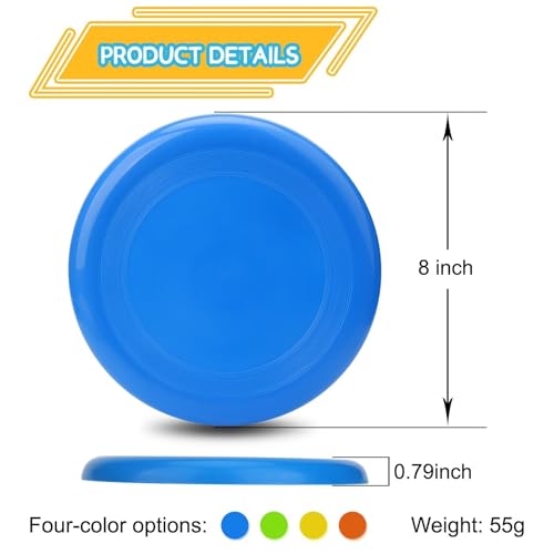 LNCOJOLM 8" Flying Disc Sport Trainning Disc Toy, Beach Toy Outdoor Accessories for Backyard Lawn Park, Birthday Gift Set for Kids Boys Girls, Throwing and Catching Activities (8 Pack)