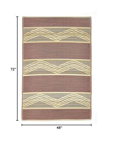 Fab Habitat Outdoor Rug - Waterproof, Fade Resistant, Crease-Free - Premium Recycled Plastic - Tribal Boho - Patio, Deck, Porch, Balcony, Laundry Room - Lagos - Sand & Coral - 4 x 6 ft - color: Lagos - Sand & Coral, size: 4' x 6' (Rectangular)