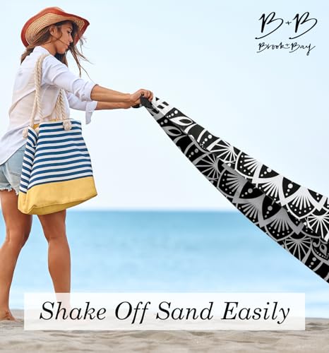 Brook + Bay Sand Free Beach Towel, Compact Beach Towel, 35"x78" Beach Towels - Oversized, Sandproof, Light Weight Beach Towel in a Bag - Mandala