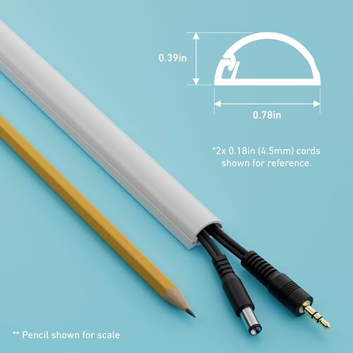 D-Line Half Round Cord Hider, Patented Cable Cover, Hide TV Wall Mount Wires, Raceway for Cords, Decorative Wire Covers, Paintable, Adhesive Cable Concealer, 2X 0.78in W x 0.39in H x 39in L, White - color: White, size: 0.78x0.39in - 2x 39in