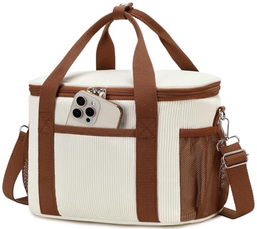 BTOOP Insulated Lunch Bag for Women, Cute Leakproof Lunch Box, Aesthetic Lunch Tote Bag with Large Capacity Shoulder Strap for Work, School, Picnic Cream - color: Cream, size: Medium