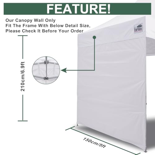 Eurmax USA 5x5 Pop Up Canopy SunWall-UV Protection for Tents,Blocks Sunlight&Wind,Water Resistant Side Wall Only,Easy Hook & Loop Installation,Fit for 5FT Straight Leg Shelters&Gazebo,White - color: White, size: 5x5