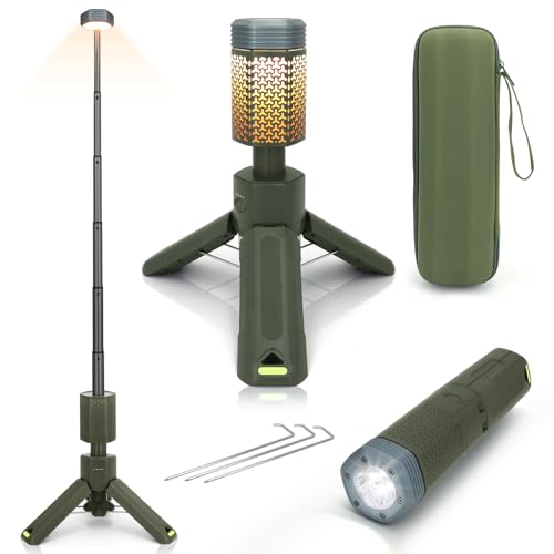 Telescopic Camping Lights,Portable Camping Lantern with Storage Bag,10500mAh Rechargeable Outdoor Adventure Emergency Light,Waterproof LED Work Lights with Magnetic (Light Green) - color: Light Green