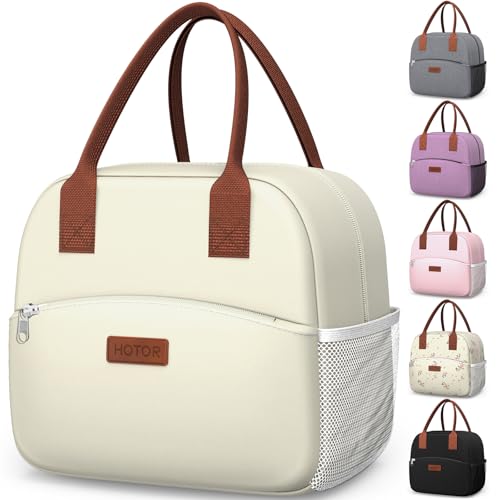 HOTOR Lunch Bag for Women & Men - Wear-Resistant Insulated Lunch Box with Large Capacity, Multi-Functional Cooler Bag for Office, Picnic, Beige, 10L, 10.60" x 5.90" x 9.50" - color: Beige, size: 10L