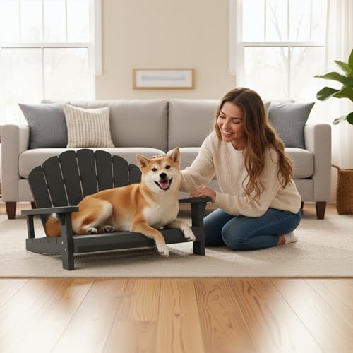Fancyango Resin Dog Sofa Indoor Outdoor Waterproof Bed Stable Resin Comfort Design - Easy Assembly in Minutes (Black 35.24''*29''*18.5'') - color: Black